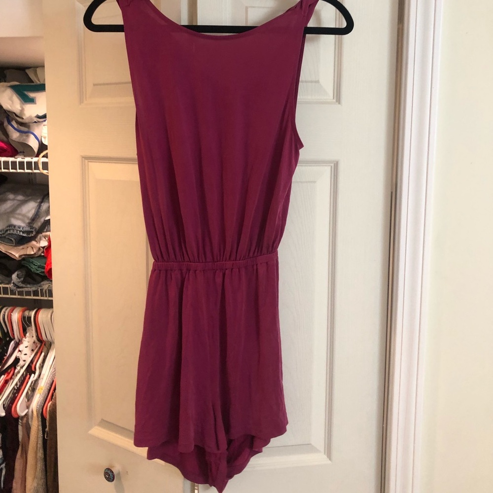Pink open back romper